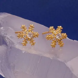 EL JOYERO Gold Plated CZ Studded Floral Shaped Studs Earrings-image-11
