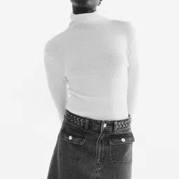 H&M Braided-Trim Denim Skirt image 4