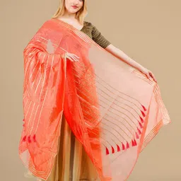 Karthav Fashion Art Silk Dupatta with Gotta Patti image 3