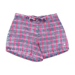 Gini & Jony Kids Blue & Pink Cotton Checks Shorts-picture-27