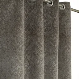 Kiara Creations Grey 2 Pieces Floral Velvet Room Darkening Long Door Curtains-picture-22