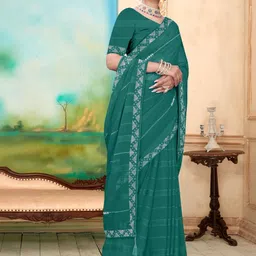 DESI RIWAAZ Woven Design Zari Pure Georgette Fashion Saree image 4