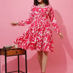 SHEETAL Associates Women Abstract Printed Ruffled Tiered Fit & Flare Dress-image-58