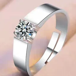 MEENAZ Men Set Of 2 Silver Plated AD Studded Adjustable Finger Rings-picture-43