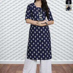 HERE&NOW Women Pack Of 2 Ethnic Motifs Printed Crepe Kurta-picture-24