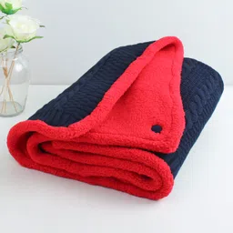 Yellow Apple Cable Fur Blanket - Navy Blue-picture-15