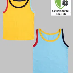 COCOON ORGANICS Pack Of 2 Sleeveless Solid Vests - Yellow & Sky Blue-picture-19