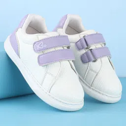Babyoye Velcro Closure Casual Shoes - White & Lavender-picture-17