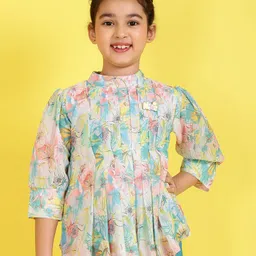 ISHTI Three Fourth Sleeves Floral Printed Top - Multi Colour-picture-38