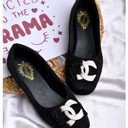 Shoetopia Metal Applique Detailed Ballerinas - Black-picture-30