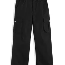CAVIO Cotton Blend Woven Full Length Solid Cargo Pants With Belt Set - Black image 1