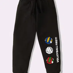 KAVEE Pure Cotton Knit Volleyball Printed Biowashed Lounge Pants - Black-picture-24