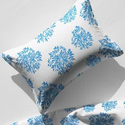 WEAVE AND DECOR White Floral 300 TC Single Bedsheet with 1 Pillow Covers image 2