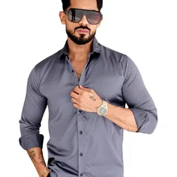 KHUSHI CREATION Spread Collar Long Sleeves Satin Shirt-picture-16