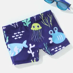 Babyhug Swimming Trunk Aquatic Print - Navy Blue image 2