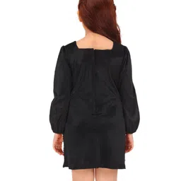 Cutecumber Full Sleeves Bow Applique Detailed Sequins Embellished Dress - Black image 3