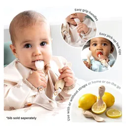 BiBaDo Handi Cutlery Set for Baby - Easy-Grip Spoon & Fork with Attachable Straps - Pink image 2