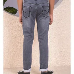 CRIMSOUNE CLUB Cotton Denim Solid Jeans - Grey image 3