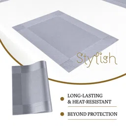 Aura Grey 6 Pieces Textured Long Lasting Table Placemats image 3