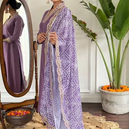 VS MALL Women Ethnic Motifs Regular Gotta Patti Kurta with Trousers & With Dupatta image 5