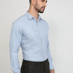 Park Avenue Slim Fit Windowpane Checks Checked Spread Collar Shirt image 3