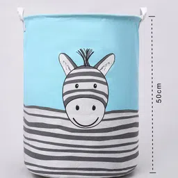 fab n funky Waterproof And Collapsible Printed Cotton Laundry Bag Cum Storage Bag - Grey & White image 3