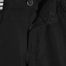 CAVIO Cotton Blend Woven Full Length Solid Cargo Pants With Belt Set - Black image 4