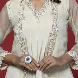 GloballyRonakRBafna Embroidered Top & Palazzos With Jacket Co-Ords image 4