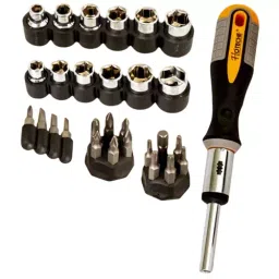 Hoteche 34 Pcs Ratchet Screwdriver Kit 1/4 Inch (6.35 mm) Drive Size CR-V Black & Silver for Industrial Use, 250534-picture-48