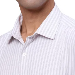 Park Avenue Grey Slim Fit Striped Shirt image 5