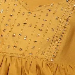 Biba Yellow Flared Fit Embroidered Kurta image 5