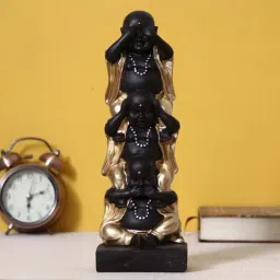 eCraftIndia Set of 3 Golden Laughing Buddha Standing on each other Decorative Showpiece-picture-32