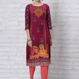 Rangriti Maroon Printed Straight Kurta-picture-48