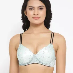 Clovia Light Green Floral Print Full Coverage Bra-picture-24