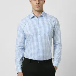 Van Heusen Blue Cotton Slim Fit Checks Shirts-picture-39