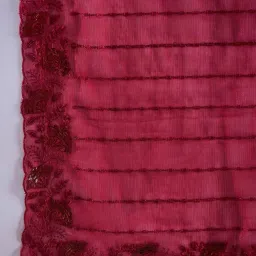 Saree Mall Red Chiffon Embellished Saree with Blouse Piece image 5