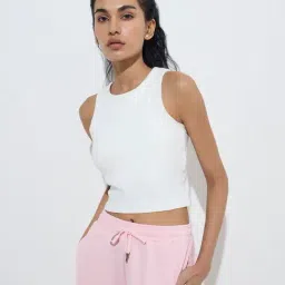studiofit women Studiofit by Westside White Cut-Out Detailed Cotton-Blend Tank Top-picture-27