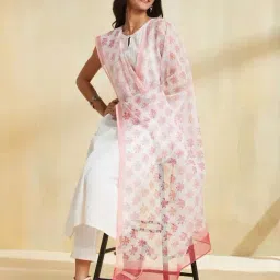 Fabindia White Regular Fit Printed Dupatta image 2