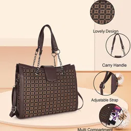 DANIEL CLARK Geometric Printed PU Structured Handheld Bag image 5