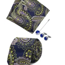 Raymond Navy Printed Ties Pocket Square and Lapel Pin Cufflinks Gift Set-picture-14