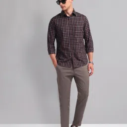 AD by Arvind Brown Slim Fit Check Shirt image 5