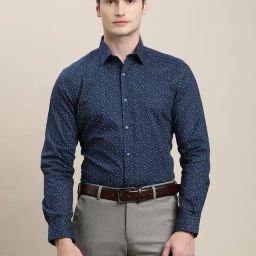 Turtle Blue Cotton Slim Fit Printed Shirt-picture-5