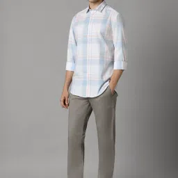 Louis Philippe White Cotton Regular Fit Checks Shirt image 5