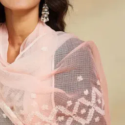 Fabindia Peach Regular Fit Embroidered Stole image 5