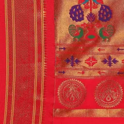 Varkala Silk Sarees Yellow & Red Woven Saree With Unstitched Blouse image 5