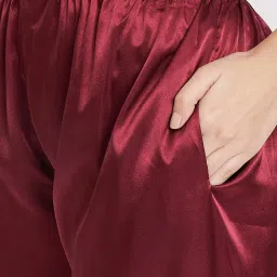 KOI SLEEPWEAR Maroon Shirt With Pyjamas image 5