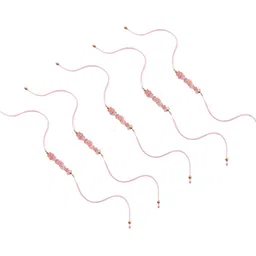 SALTY Set Of 5 Quartz Studded Rakhis With Greeting Card & Roli Chawal image 2