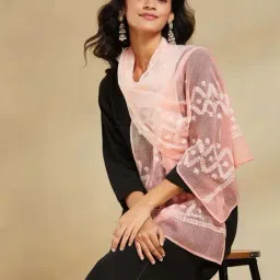 Fabindia Peach Regular Fit Embroidered Stole image 3