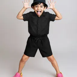 Tales & Stories Boys Black Cotton Regular Fit Shorts image 4