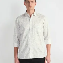 arrow sport Arrow Sports White Cotton Slim Fit Printed Shirt-picture-38